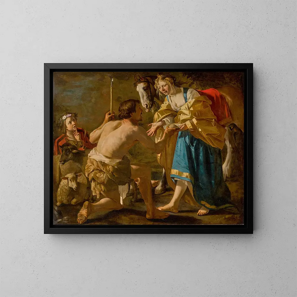 Granida en Daifilo - Dirck van Baburen — ingelijst kunstwerk aan de muur