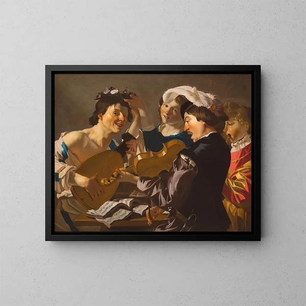 Het Concert - Dirck van Baburen — ingelijst kunstwerk aan de muur