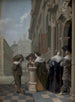 Gesprek buiten een paleis - Dirck van Delen — weergave van het kunstwerk