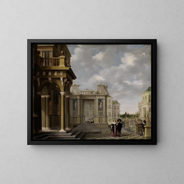 Hof van de tuin van een paleis - Dirck van Delen — ingelijst kunstwerk aan de muur