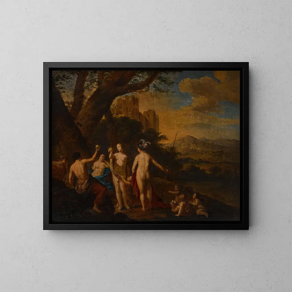 De Rechtspraak van Paris - Dirck van der Lisse — ingelijst kunstwerk aan de muur