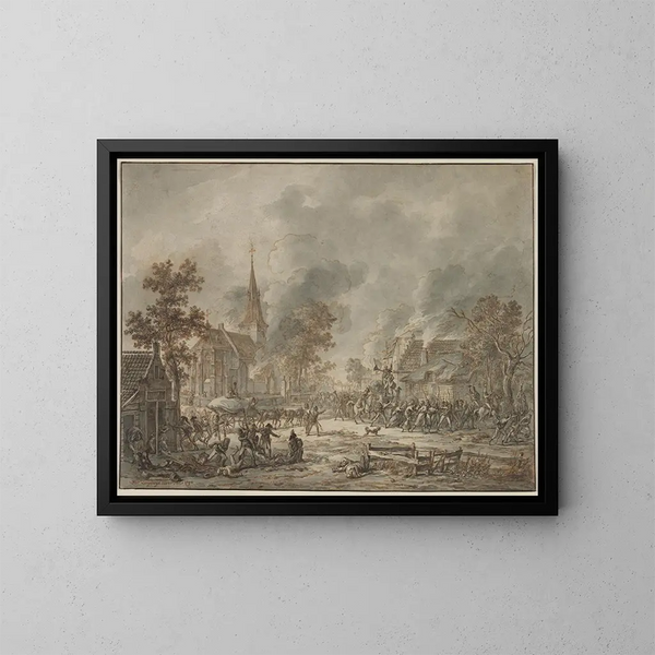 Soldaten die plunderen - Dirk Langendijk — ingelijst kunstwerk aan de muur