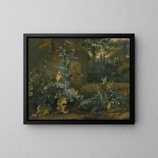 Dirk Maas - Thistles Dock And Other ForestFloor Plants In A Parkland Setting With Frogs Butterflies And Snails.webp