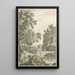 Reproductie van het schilderij Landschap met bosrijke arcadische setting met een waterval, een brug en drie jonge mannen - Dirk Versteegh