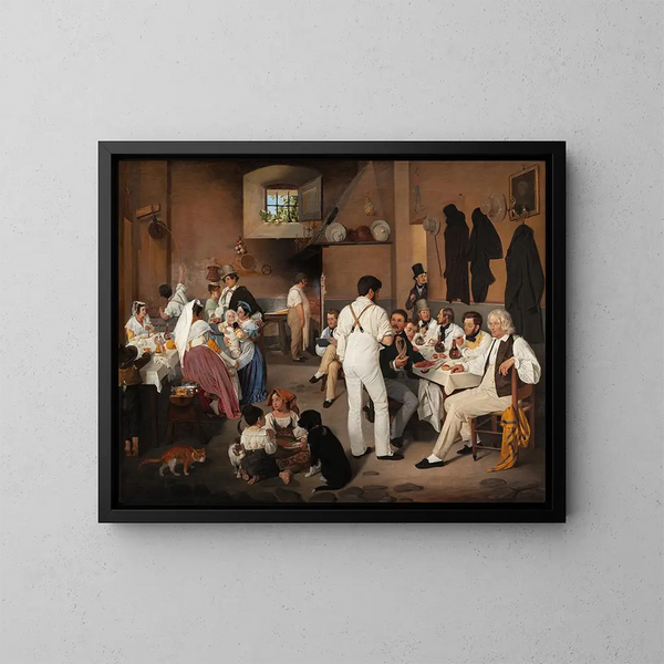 van Deense kunstenaars bij Osteria La Gensola in Rome - Ditlev Blunck — ingelijst kunstwerk aan de muur