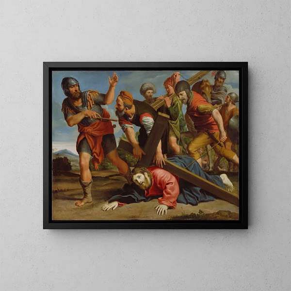 Le chemin du Calvaire - Domenichino — ingelijst kunstwerk aan de muur