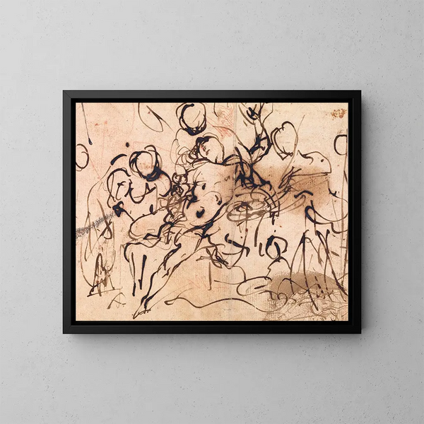 Sint Sebastiaan verzorgd door vrouwen of Adonis dd - Domenico Piola — ingelijst kunstwerk aan de muur