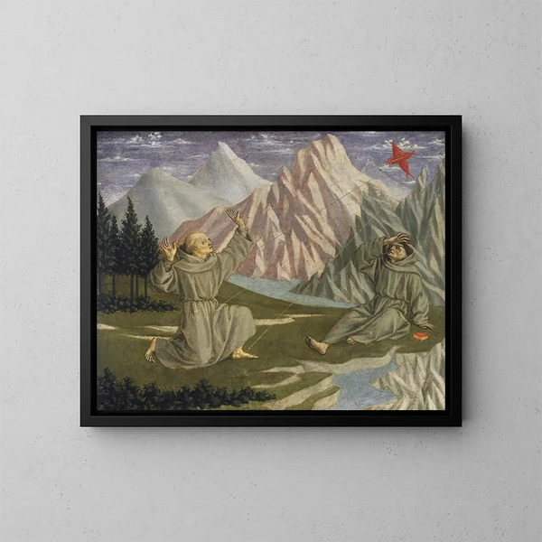 Sint Franciscus ontvangt de stigmas - Domenico Veneziano — ingelijst kunstwerk aan de muur