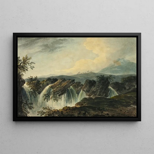 Dominic Serres - Camel Caravan Crossing Plane Above Waterfall.webp