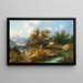Landschap met bergachtig landschap met een visser naast een bergbeek - Dominik Schufried — ingelijst kunstwerk aan de muur