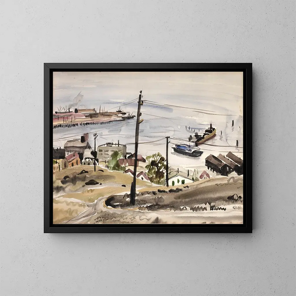 Côte californienne - Dong Kingman — ingelijst kunstwerk aan de muur