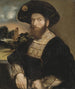Portrait of a man wearing a black beret - Dosso Dossi — artwork view