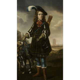 Douwe Juwes de Dowe - Portrait of a boy in a hunting attire.webp
