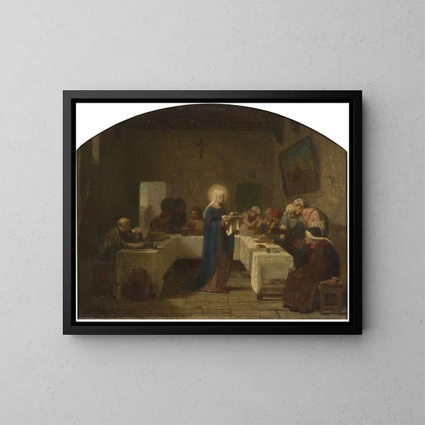 Sainte Élisabeth de France dienend de armen - Désiré François Laugée — ingelijst kunstwerk aan de muur