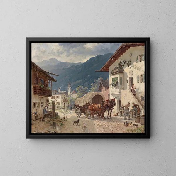 van Repos devant l'auberge - Désiré Thomassin — ingelijst kunstwerk aan de muur