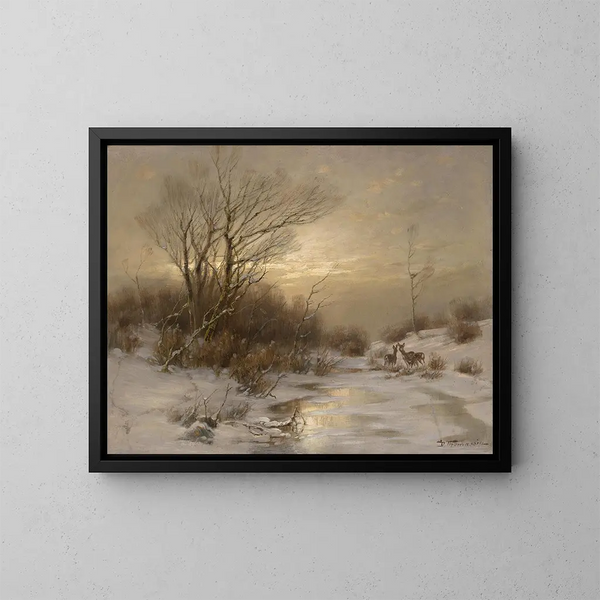 Droom in winterlandschap - Désiré Thomassin — ingelijst kunstwerk aan de muur