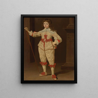 Dutch School - Portrait of a boy with walking stick.webp
