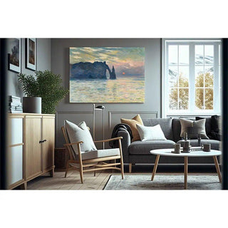 Étretat soleil couchant de Claude Monet | Reproduction Tableau Décoration murale affiche copie