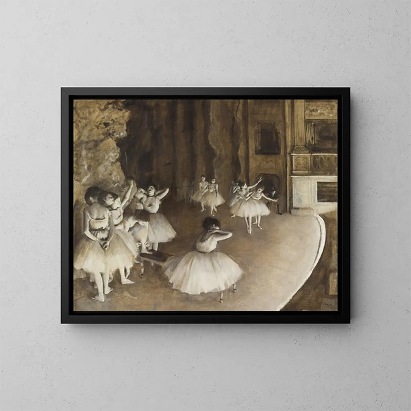 Herhaling van ballet op scène - Edgar Degas — ingelijst kunstwerk aan de muur