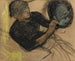 Bij de hoedenmaakster - Edgar Degas — weergave van het kunstwerk