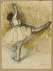 Danser die zich uitstrekt aan de barre - Edgar Degas — weergave van het kunstwerk