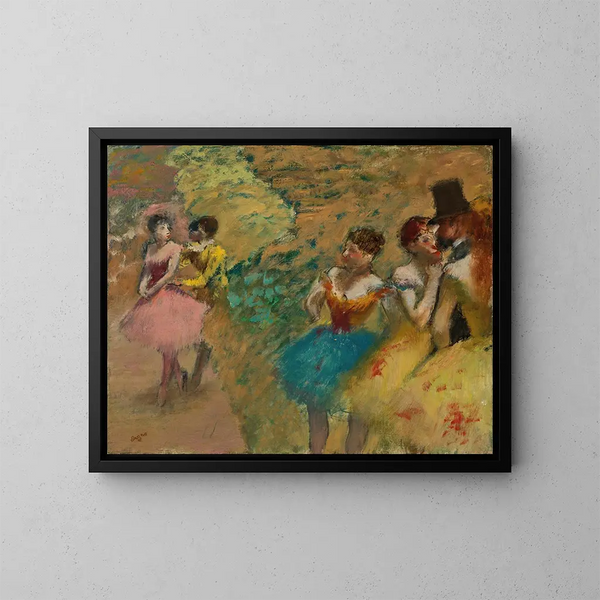 Dansende vrouwen achter de schermen van het operahuis - Edgar Degas — ingelijst kunstwerk aan de muur