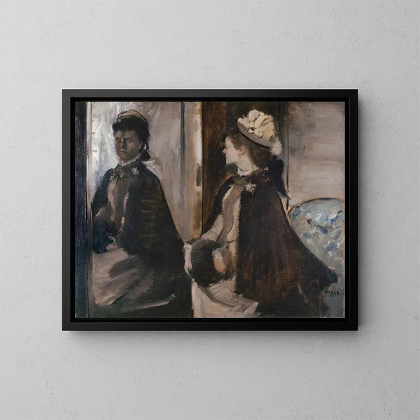 Madame Jeantaud in de spiegel - Edgar Degas — ingelijst kunstwerk aan de muur
