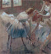 Drie Dansers die zich voorbereiden op de les - Edgar Degas — weergave van het kunstwerk