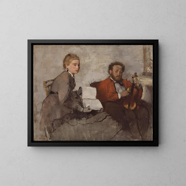 Violoniste en jonge vrouw - Edgar Degas — ingelijst kunstwerk aan de muur
