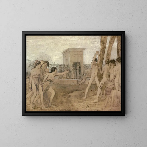 Jonge Spartaanse meisjes die de jongens uitdagen - Edgar Degas — ingelijst kunstwerk aan de muur