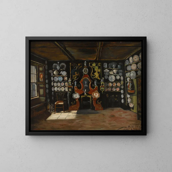 van de Eetkamer van Hauteville II, huis van Juliette Drouet, Guernsey - Edmond de Palézieux — ingelijst kunstwerk aan de muur