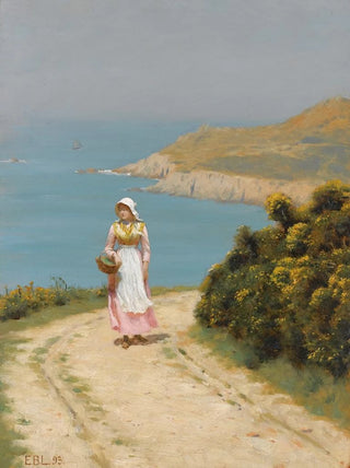 Edmund Blair Leighton - Girl On A Coastal Path.webp