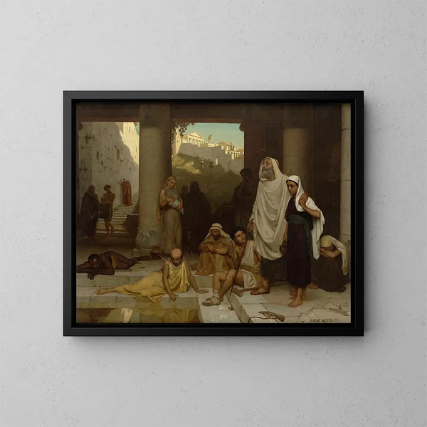 L'aveugle à la piscine de Siloé - Edmund Blair Leighton — ingelijst kunstwerk aan de muur