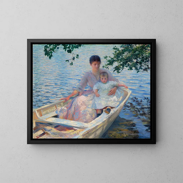 Moeder en kind in een boot - Edmund Charles Tarbell — ingelijst kunstwerk aan de muur