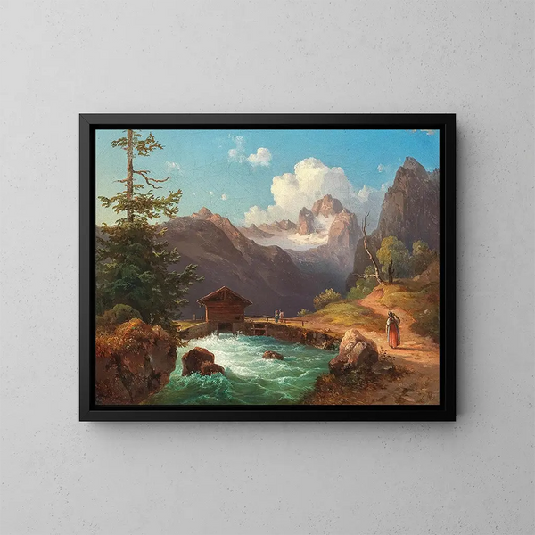 Een uitzicht op het Dachstein-massief - Edmund Mahlknecht — ingelijst kunstwerk aan de muur