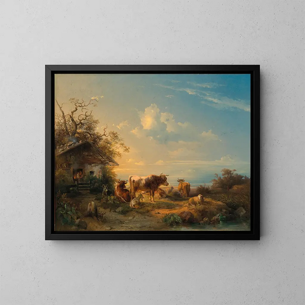 Koeien in een weide - Edmund Mahlknecht — ingelijst kunstwerk aan de muur