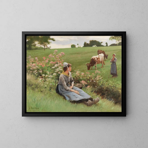 Rust in het veld - Édouard Bernard Debat-Ponsan — ingelijst kunstwerk aan de muur