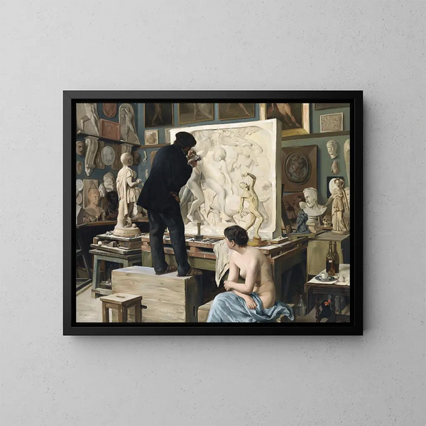 L'atelier van mijn vader - Édouard Dantan — ingelijst kunstwerk aan de muur