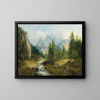 Eduard Boehm - Mountain Landscape with decorative figures.webp