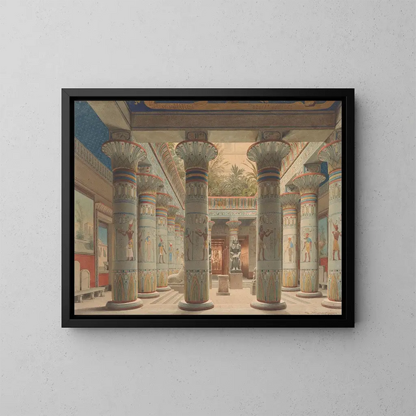 La cour du temple égyptien au Neues Museum de Berlin - Eduard Gaertner — ingelijst kunstwerk aan de muur