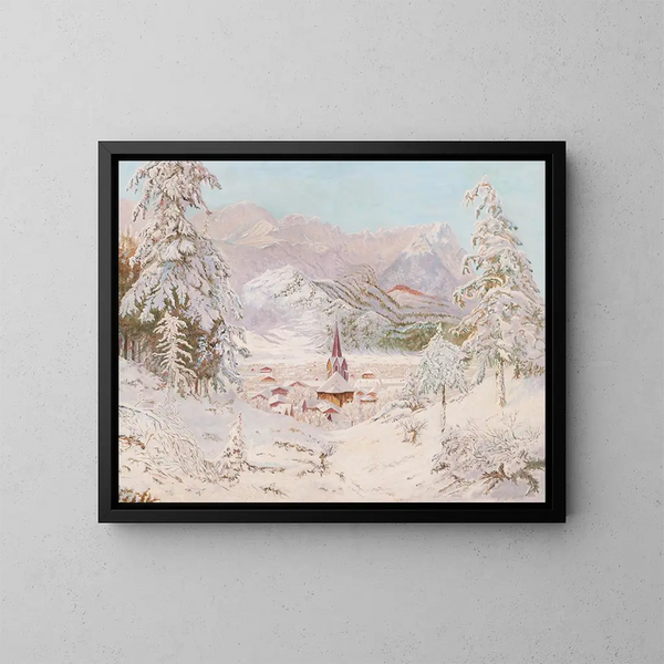 Uitzicht op Garmisch-Partenkirchen - Eduard Kasparides — ingelijst kunstwerk aan de muur