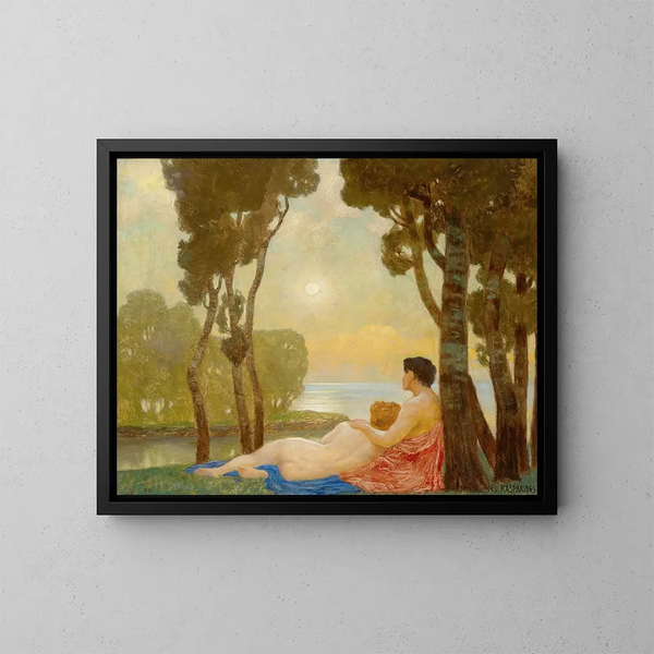 Nacht van volle maan - Eduard Kasparides — ingelijst kunstwerk aan de muur