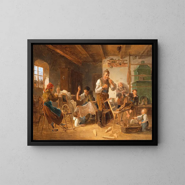 Leven van een druk gezinsleven - Eduard Ritter — ingelijst kunstwerk aan de muur