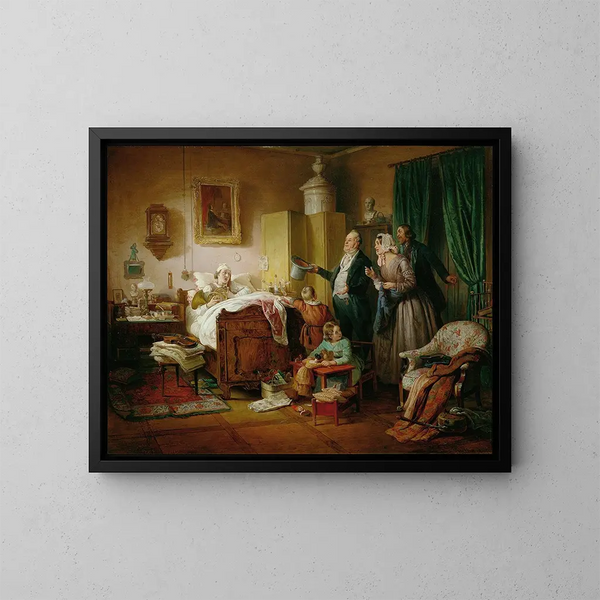 De zieke muzikant - Eduard Ritter — ingelijst kunstwerk aan de muur