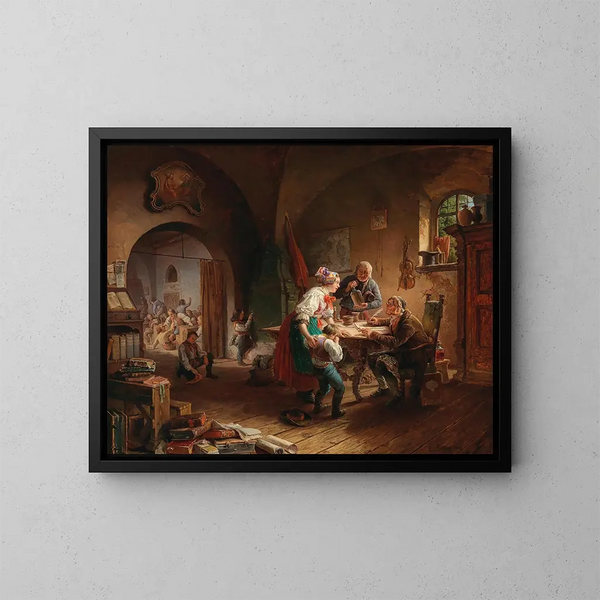 L'École du village - Eduard Ritter — ingelijst kunstwerk aan de muur