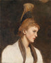 Vrouw op profiel met een gouden pet - Eduard Veith — weergave van het kunstwerk
