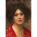 Portret van een jonge vrouw in een rode jurk - Eduard Veith — weergave van het kunstwerk