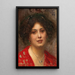 Portret van een jonge vrouw in een rode jurk - Eduard Veith — ingelijst kunstwerk aan de muur