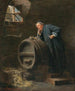 van een monnik in een wijnkelder met een wijnsiphon - Eduard von Grützner — weergave van het kunstwerk