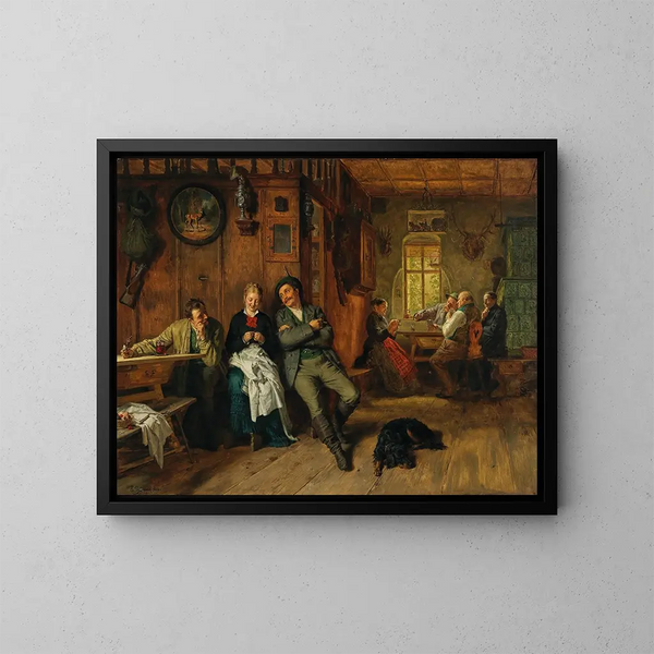 Enfouissement - Eduard von Grützner — ingelijst kunstwerk aan de muur